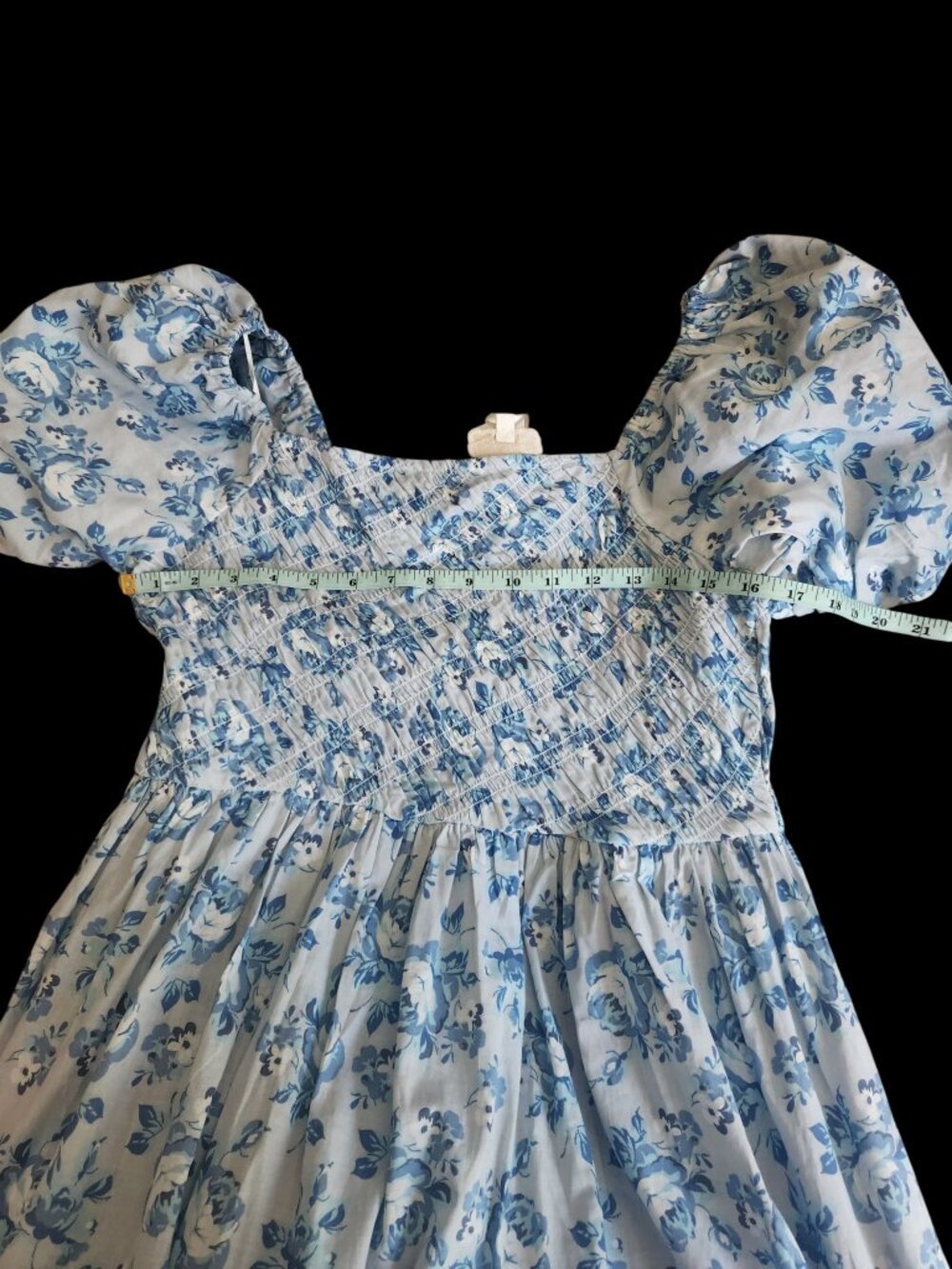 💙 Simply Southern Blue Floral Smocked Maxi Dress Large NWT 💙 - Picture 11 of 12